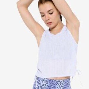 GapFit Breathe Pointelle Ruched Side Tank Top in New Off-White - Size XL